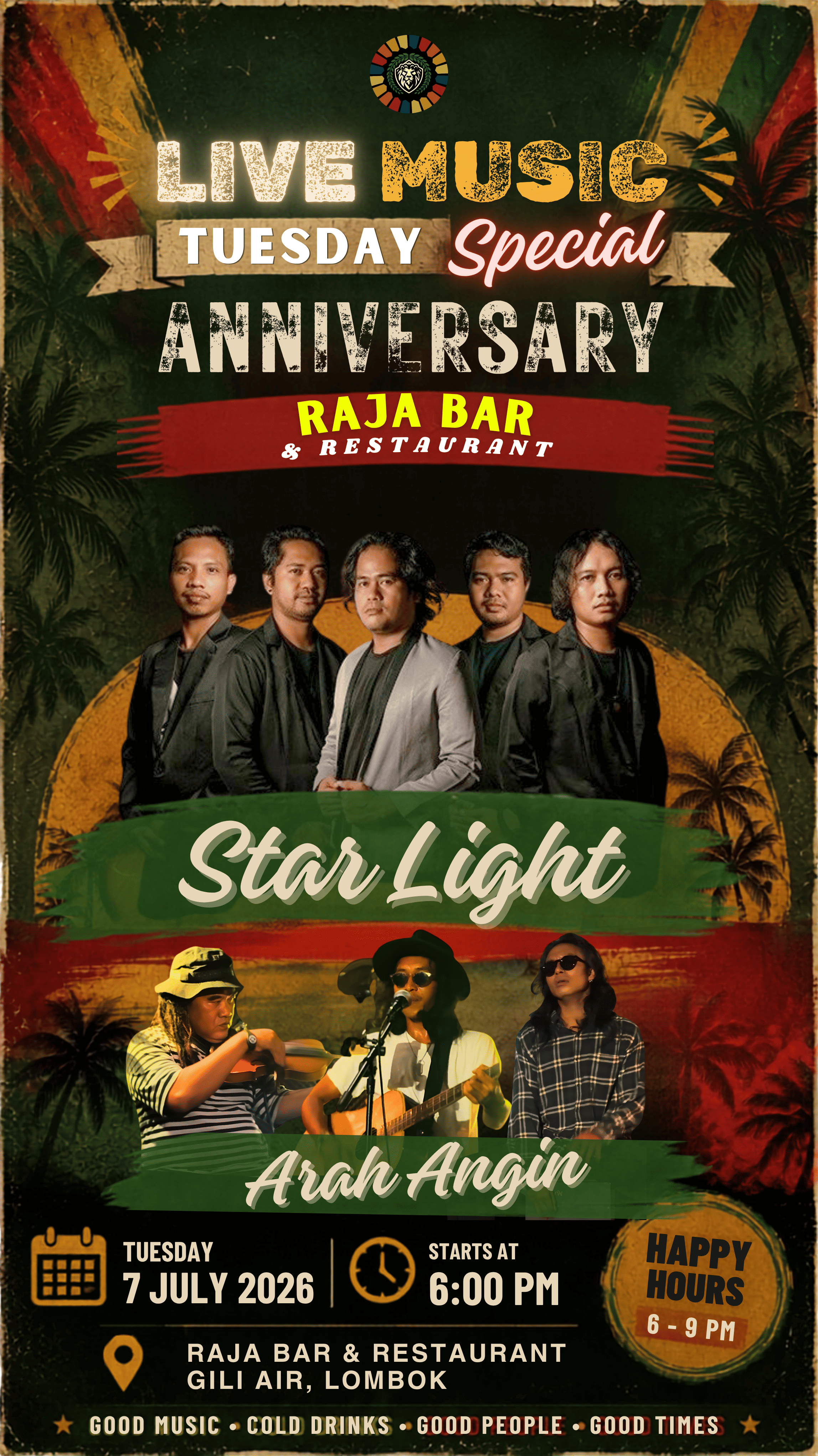 LIVE MUSIC TUESDAY : Special Anniversary Raja Bar & Restaurant